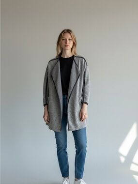 Banana Republic Grey Open-Front Knit Coatigan or Light Sweater